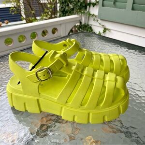 Yellow Strappy Chunky Platform Festival Party Sandals (Miu Miu knockoffs) Size 9